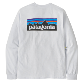 Patagonia M's L/S P-6 Logo Responsibili-Tee White